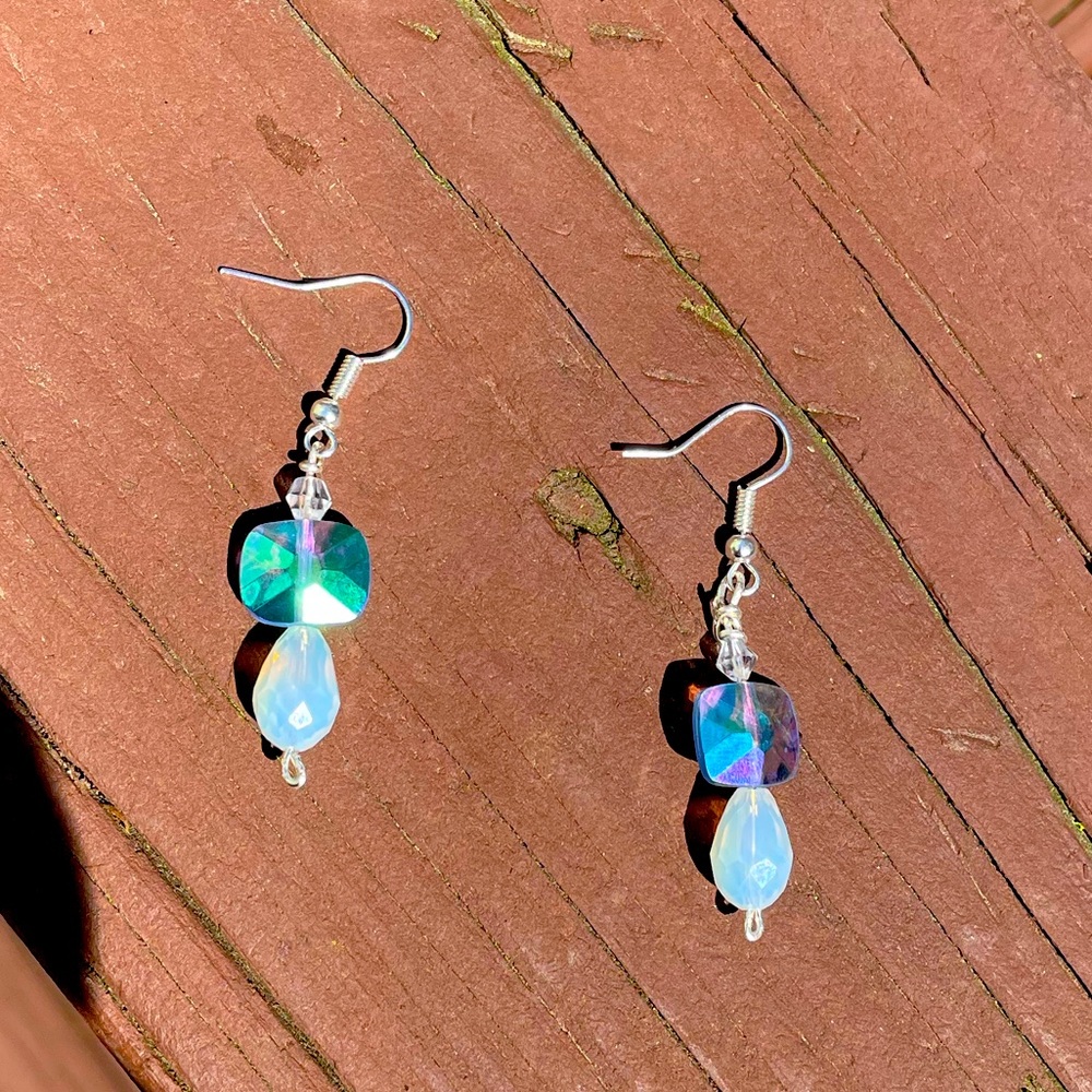 Upcycled glass bead earrings